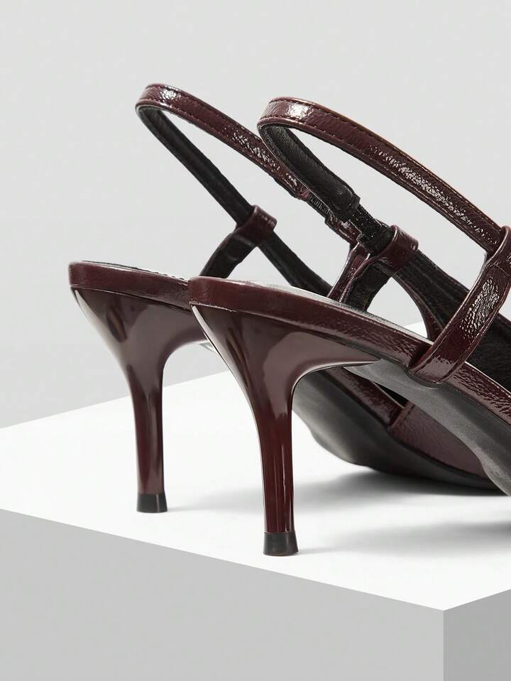 CM-SHS386838 Women Trendy Seoul Style Metal Buckle Decor Ankle Strap High Heel Sandals - Brown