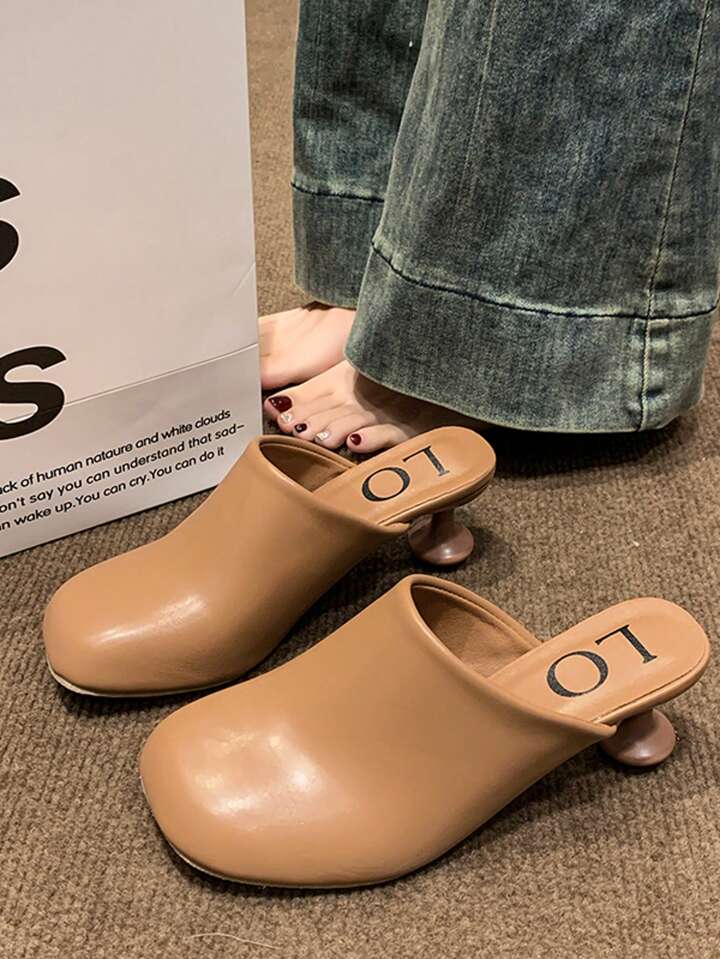 CM-SHE844194 Women Trendy Seoul Style Synthetic Slip On Round Toe Low-Heel Mules (Available in 4 colors)