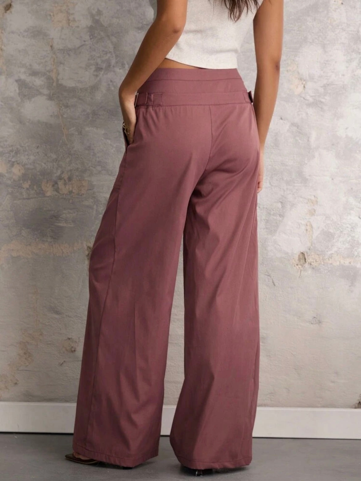 CM-BS712995 Women Casual Seoul Style Solid Color Double Waist Wide Leg Pants