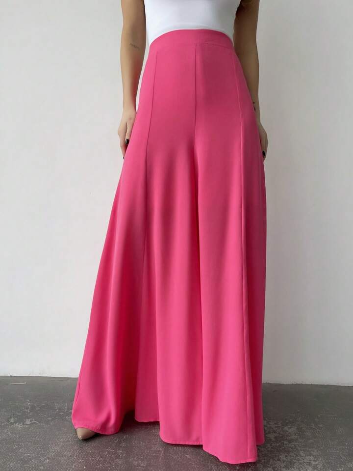 CM-BS514473 Women Trendy Bohemian Style High-Waisted Wide Leg Pants - Hot Pink