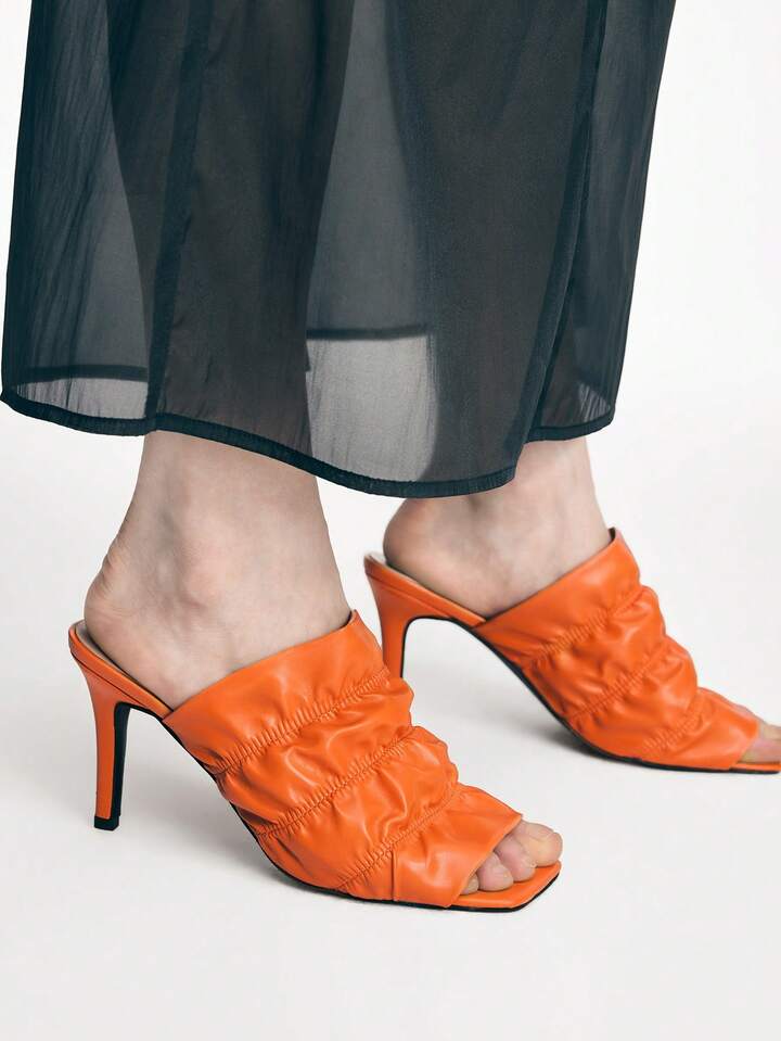 CM-SHS532253 Women Trendy Seoul Style Comfortable High-Heeled Open Toe Sandals - Orange