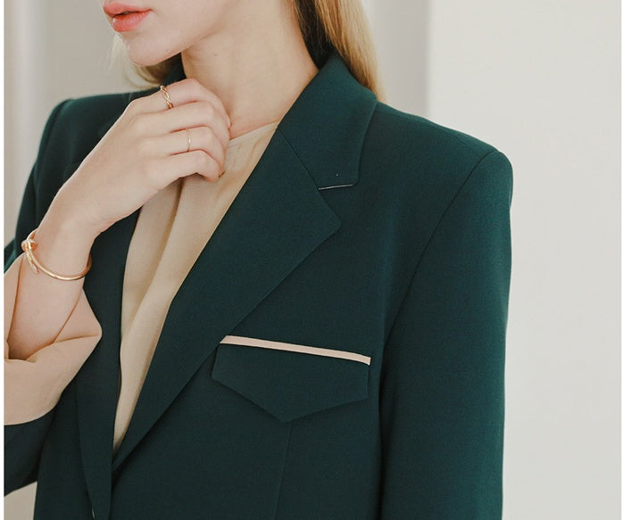 CM-SY081092 Women Elegant Seoul Style Lapel Neckline Double Breasted Long Sleeve Blazer With Suit Pants - Set (Available in 2 colors)