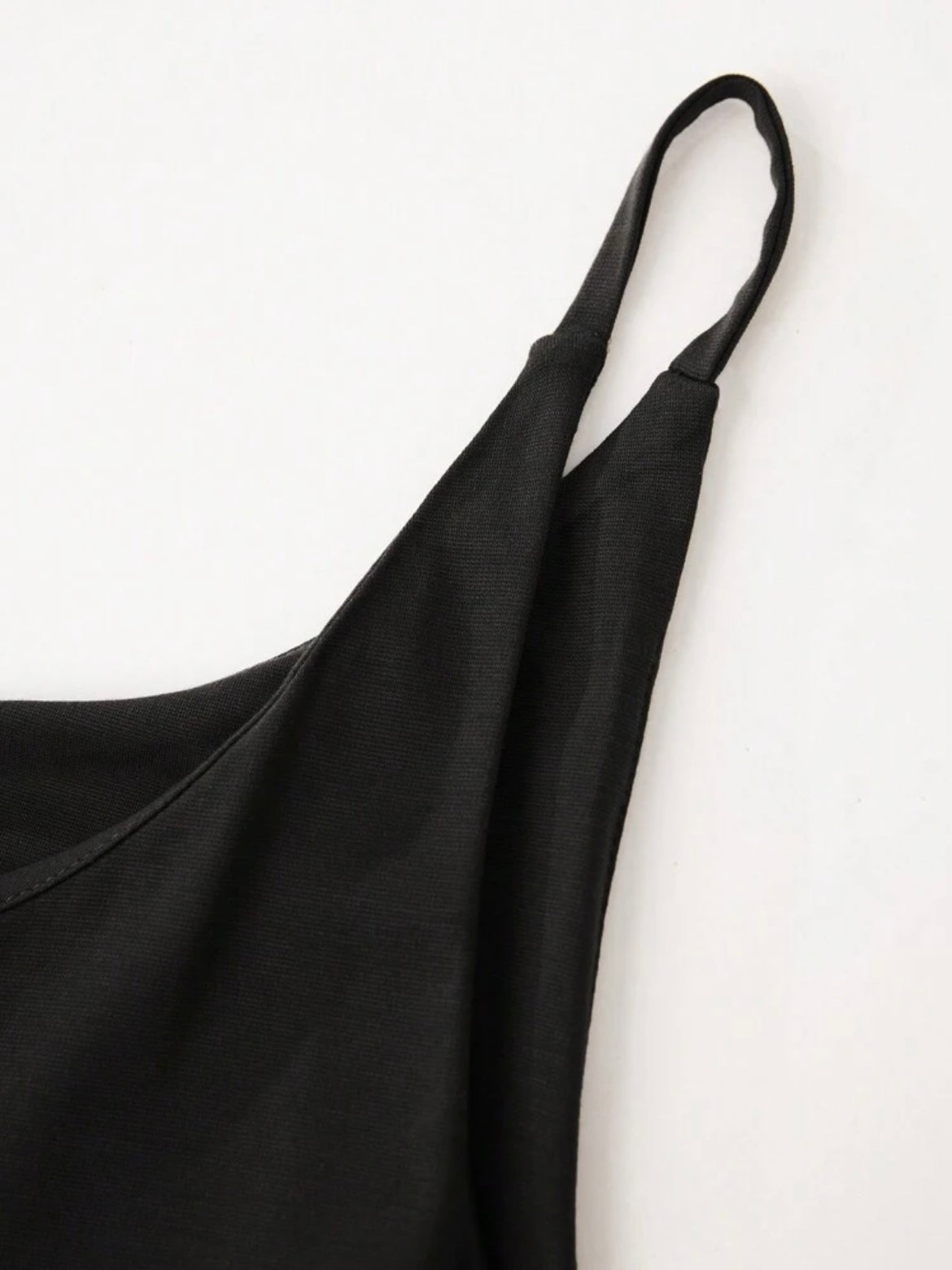 CM-DS475985 Women Elegant Seoul Style Solid Color Minimalist Spaghetti Strap Maxi A-Line Dress - Black