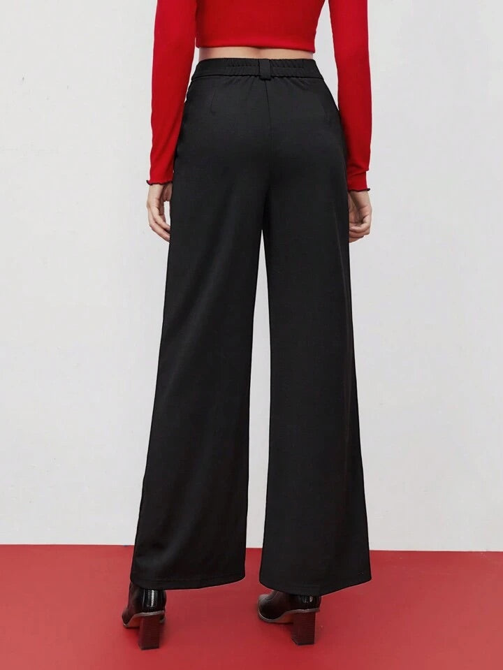 CM-BS398449 Women Elegant Seoul Style High Waist Hollow Out Pants - Black