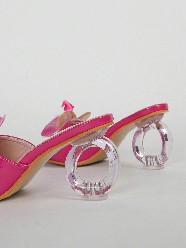 CM-SHS630652 Women Trendy Seoul Style High Heel Mules Square Toe Sandals - Hot Pink