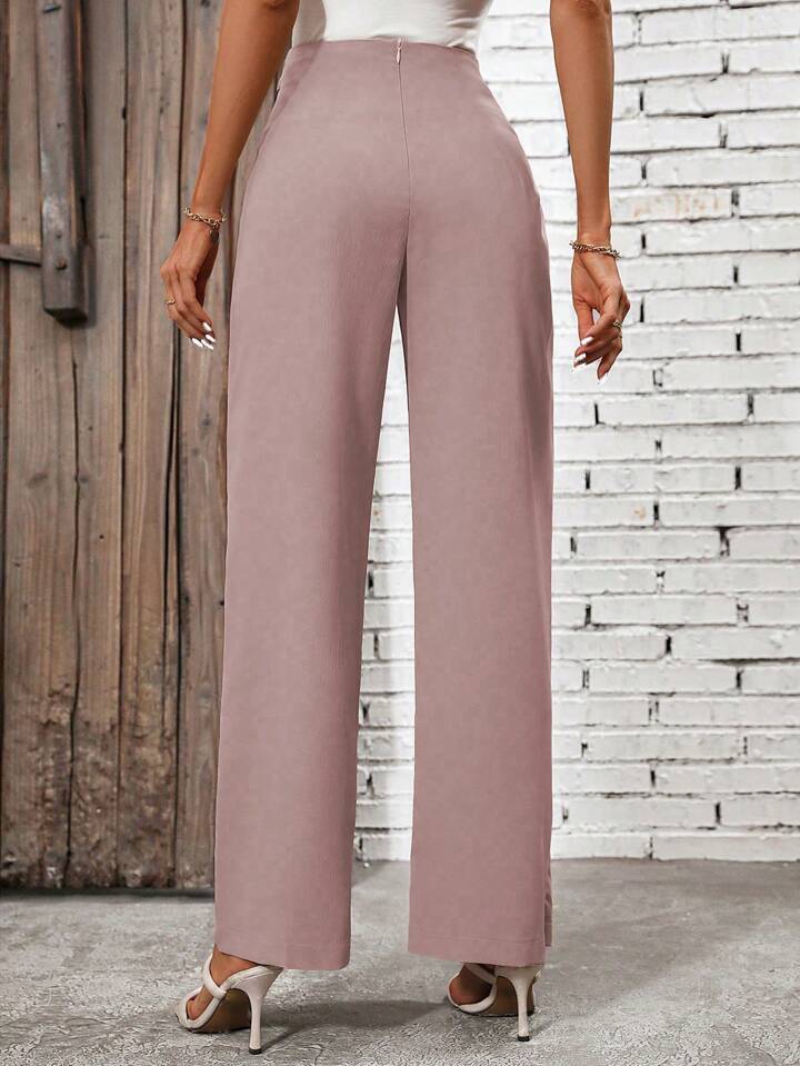 CM-BS547821 Women Casual Seoul Style High Waist Knot Side Pants - Dusty Pink