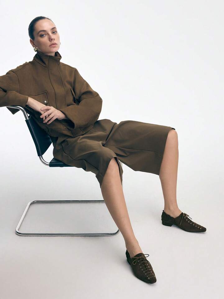 CM-SHS160503 Women Trendy Seoul Style Pointed Toe Criss-Cross Strap Low Heel Flats - Dark Green