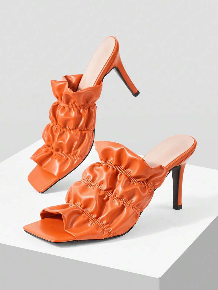 CM-SHS532253 Women Trendy Seoul Style Comfortable High-Heeled Open Toe Sandals - Orange