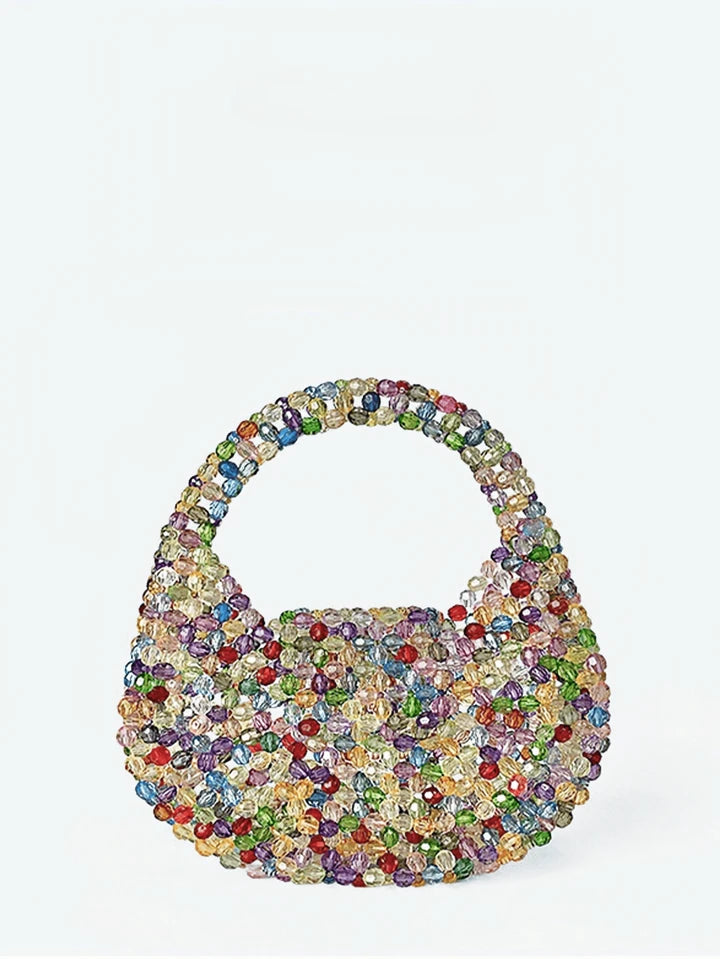 CM-BGS261974 Women Trendy Seoul Style Multicolor Beaded Sparkling Mini Handbag