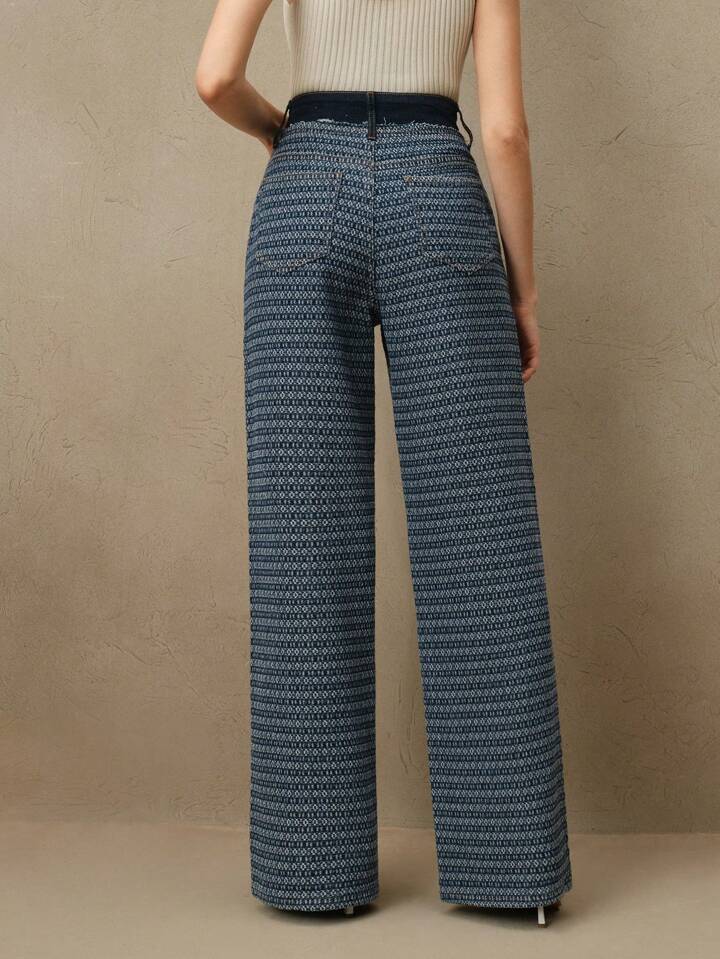 CM-BS334678 Women Casual Seoul Style Striped Pocket Straight Loose Denim Jeans - Baby Blue
