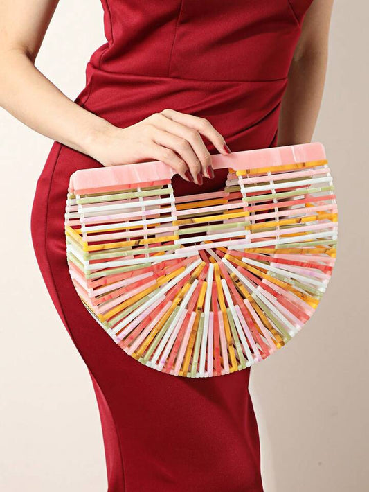 CM-BGS149275 Women Trendy Seoul Style Acrylic Clutch Handbag