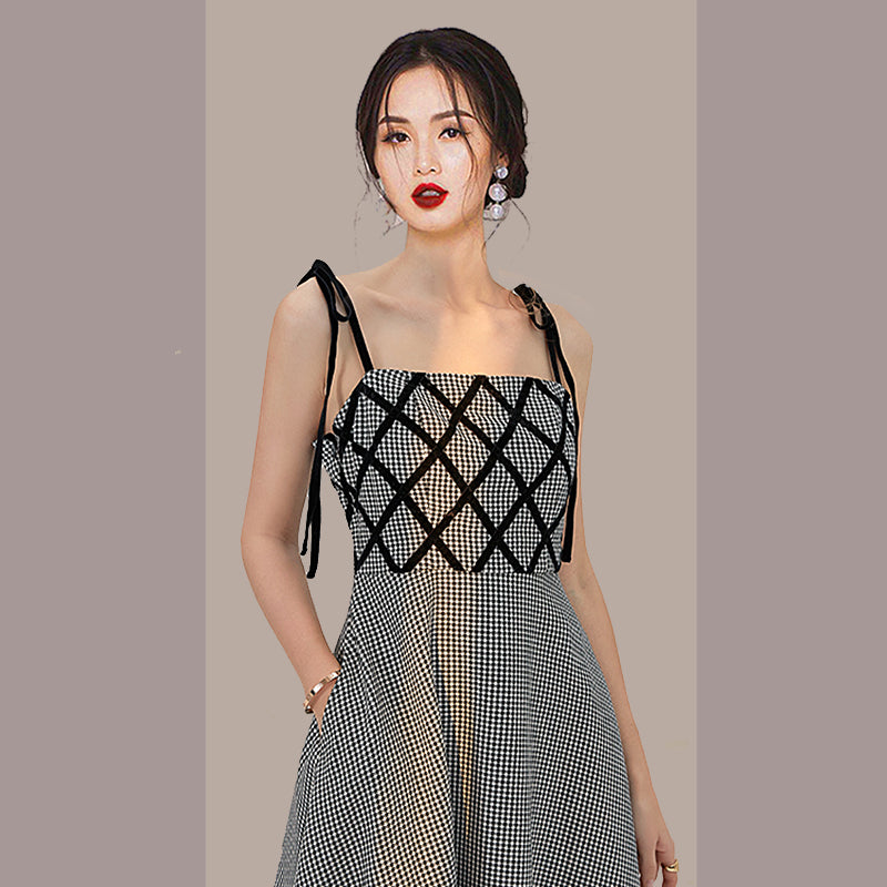 CM-DY012830 Women Elegant European Style Sleeveless Midi Dress