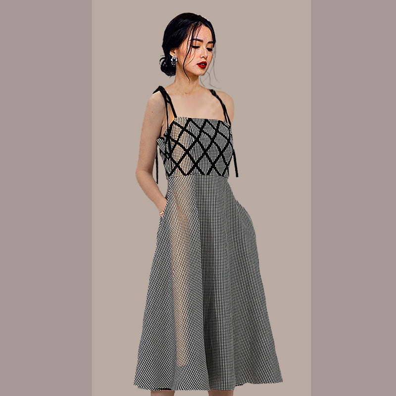 CM-DY012830 Women Elegant European Style Sleeveless Midi Dress