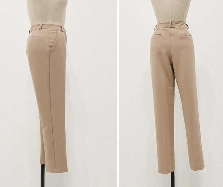 CM-SY013328 Women Elegant Seoul Style One Button Long Sleeve Belted Blazer With Suit Pants - Set