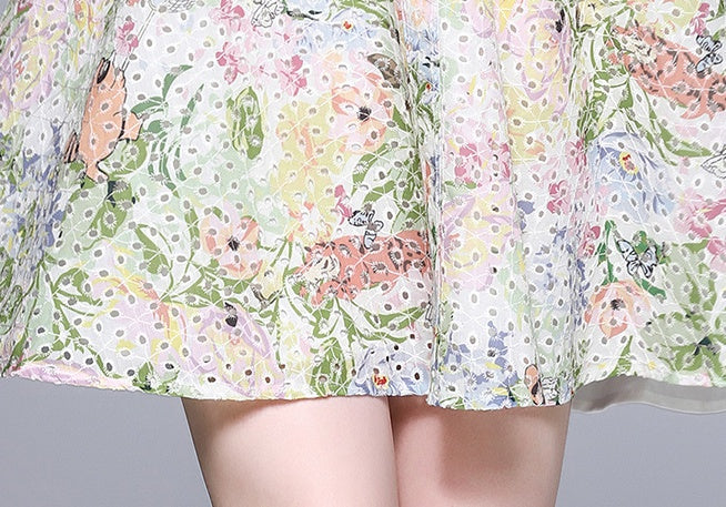 CM-DY021623 Women Elegant European Style V-Neck Floral Long Sleeve Mini Dress