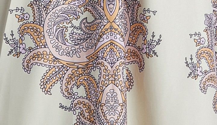 CM-DY035557 Women Trendy Bohemian Style All Over Print V-Neck Lantern Sleeve Long Dress