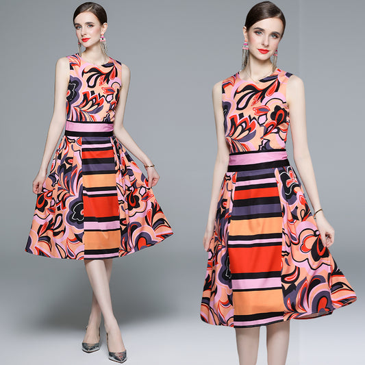 CM-DY057916 Women Elegant Seoul Style Round Neck Sleeveless Slim Dress