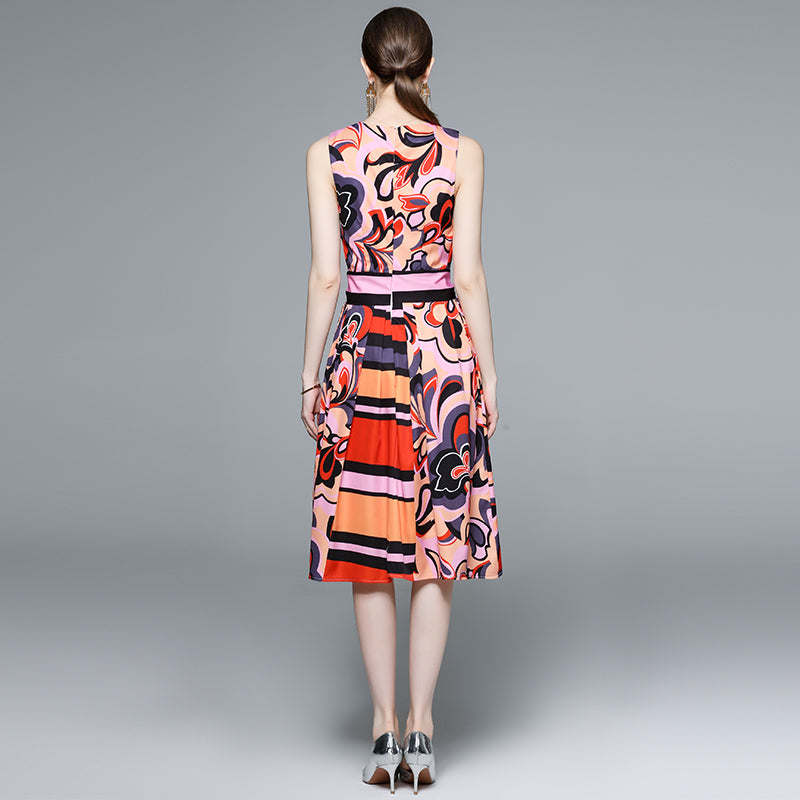 CM-DY057916 Women Elegant Seoul Style Round Neck Sleeveless Slim Dress