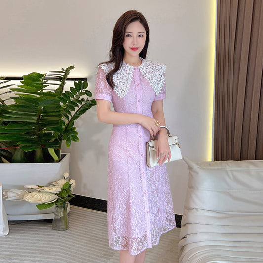 CM-DY067522 Women Elegant Seoul Style Temperament Lace Light Beading Dress