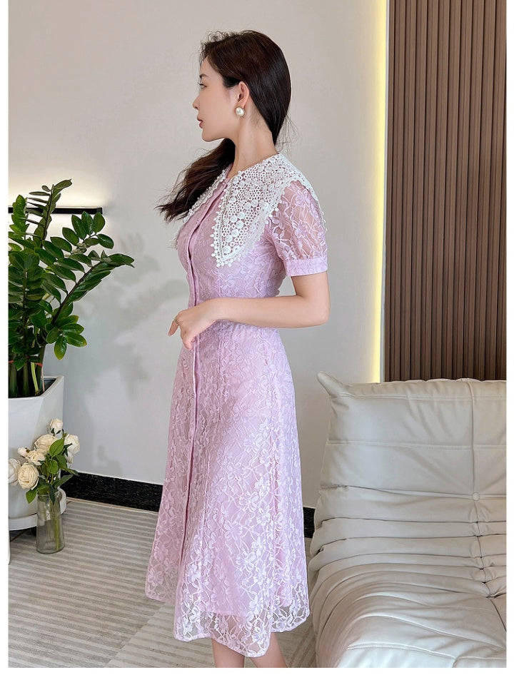 CM-DY067522 Women Elegant Seoul Style Temperament Lace Light Beading Dress