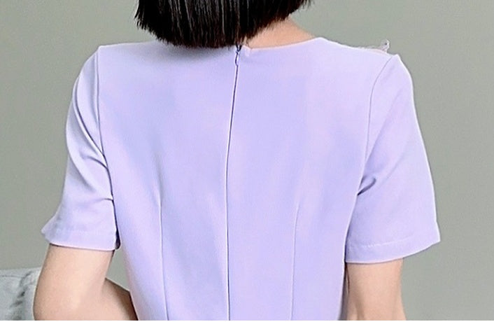 CM-DY068373 Women Elegant Seoul Style Split Embroidered V-Neck Beading Slim Dress