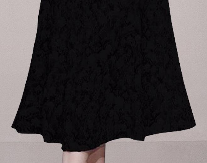 CM-DY073345 Women Elegant European Style Square Collar Puff Sleeve Slim Dress - Black