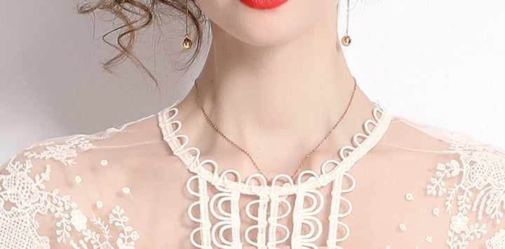 CM-DY075448 Women Elegant European Style Embroidered Floral Round Neck Sleeveless Pinched Waist Dress - Beige
