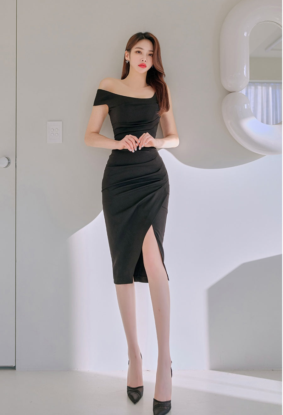 CM-DY076574 Women Casual Seoul Style V-Neck Sleeveless Split Midi Dress (Available in 2 colors)