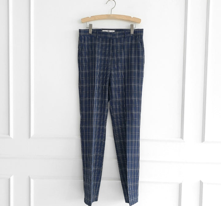 CM-SY077985 Women Elegant Seoul Style Plaid Sleeveless Double-Breasted Vest With Long Pants - Set