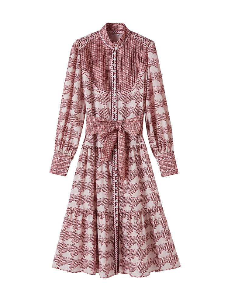 CM-DY078996 Women Elegant European Style Long Sleeve Stand Collar Dress