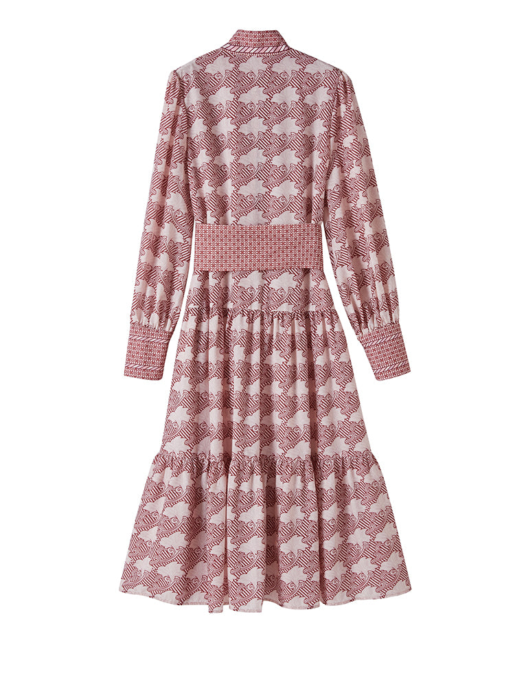 CM-DY078996 Women Elegant European Style Long Sleeve Stand Collar Dress