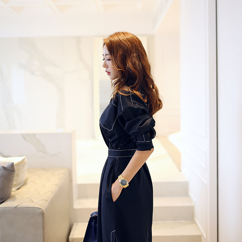 CM-DY081133 Women Elegant Seoul Style Collar Neckline Long Sleeve Dress (Available in 2 colors)