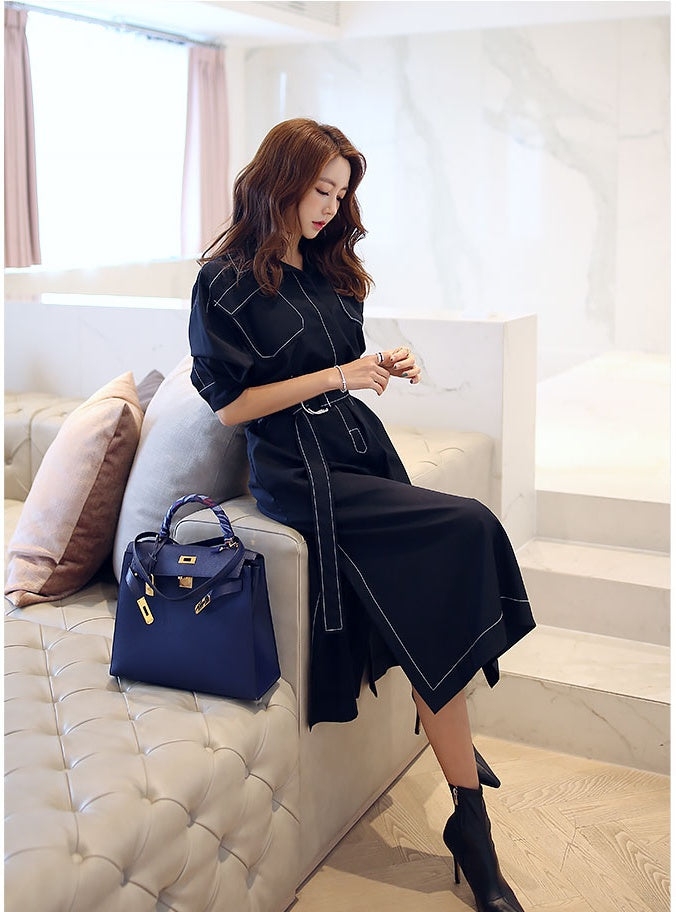 CM-DY081133 Women Elegant Seoul Style Collar Neckline Long Sleeve Dress (Available in 2 colors)