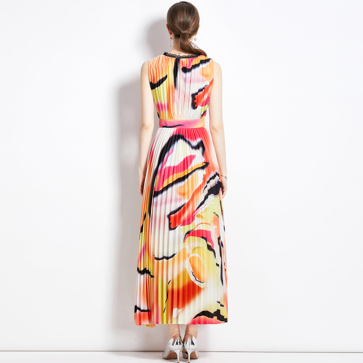 CM-DY082139 Women Retro European Style V-Neck Sleeveless Maxi Dress