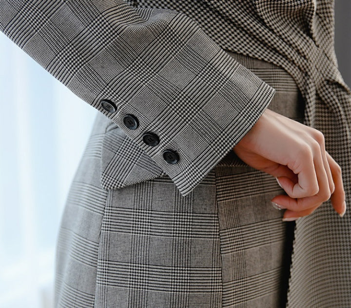 CM-DY082802 Women Elegant Seoul Style V-Neck Long Sleeve Coat Dress