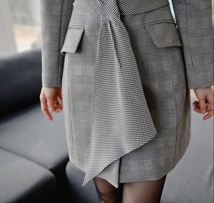 CM-DY082802 Women Elegant Seoul Style V-Neck Long Sleeve Coat Dress
