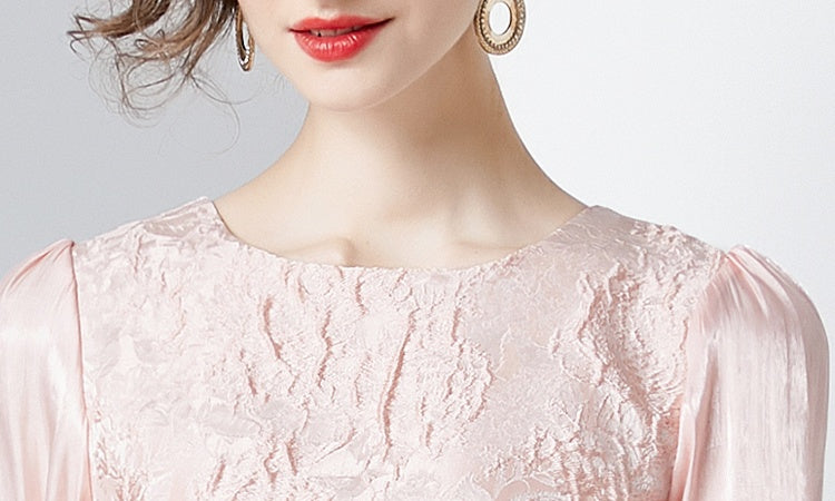 CM-DY090486 Women Elegant European Style Jacquard Temperament Mini Dress - Pink