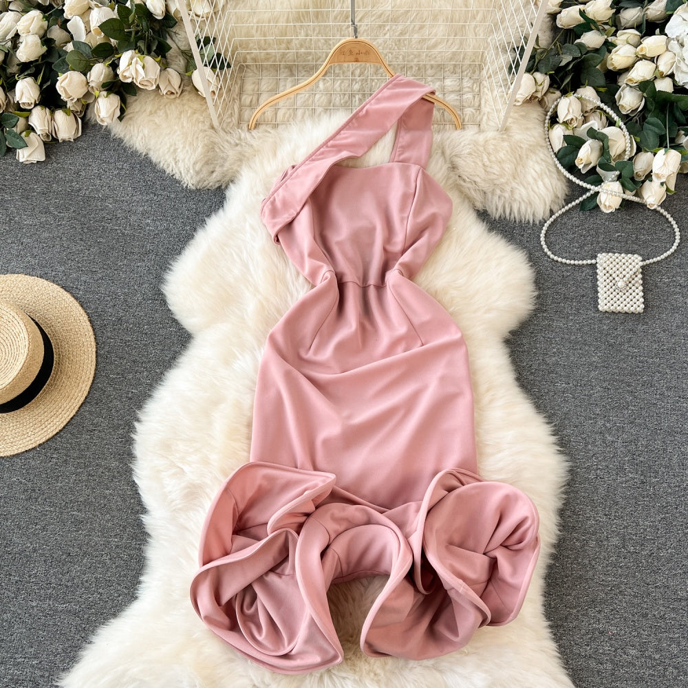 CM-DY091380 Women Elegant European Style Strapless Sleeveless Mini Dress - Pink