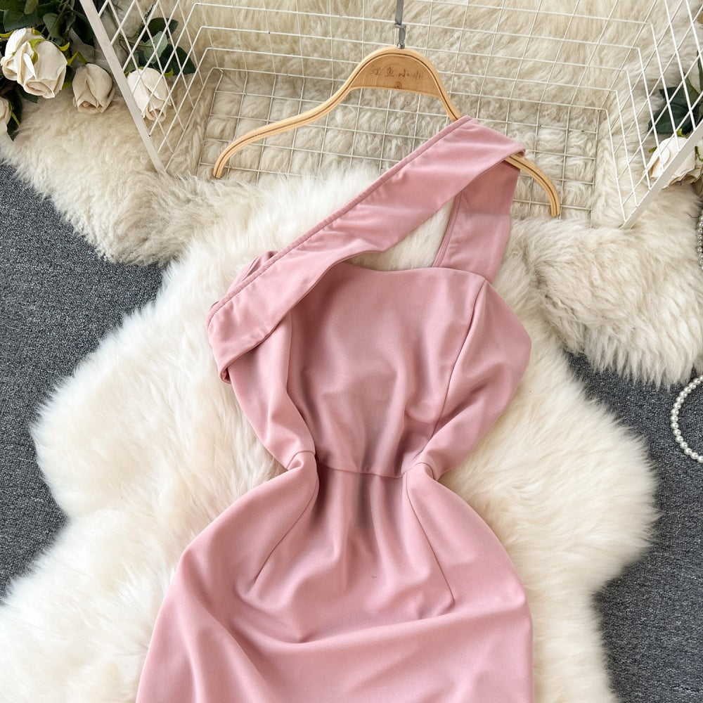 CM-DY091380 Women Elegant European Style Strapless Sleeveless Mini Dress - Pink