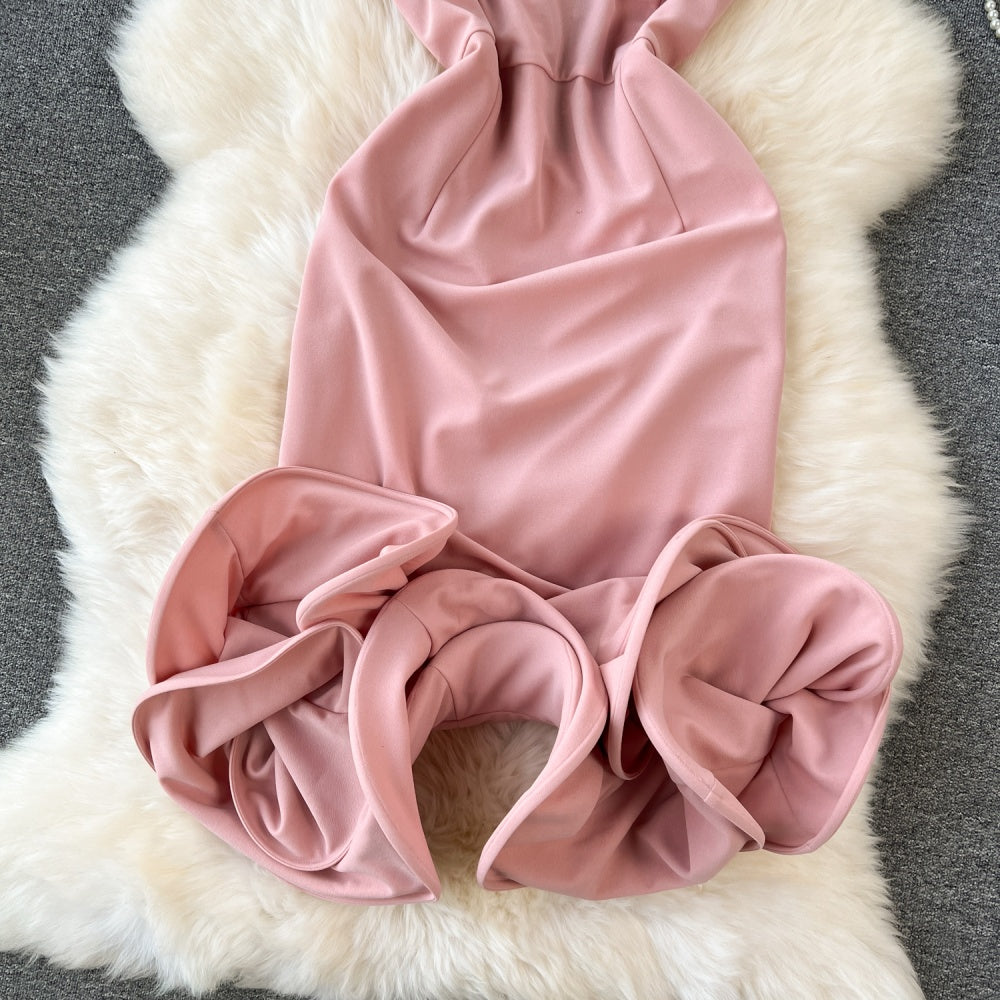 CM-DY091380 Women Elegant European Style Strapless Sleeveless Mini Dress - Pink