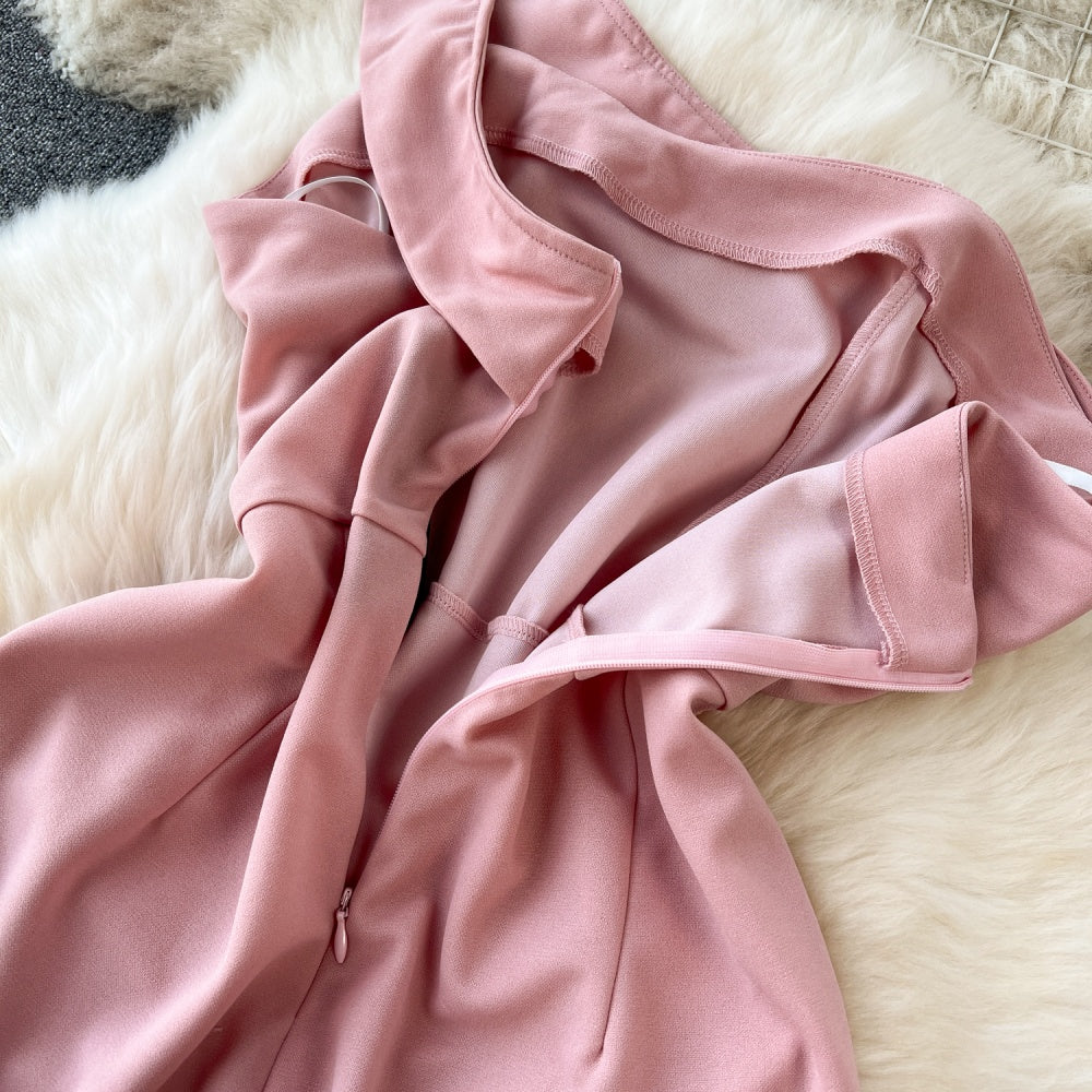 CM-DY091380 Women Elegant European Style Strapless Sleeveless Mini Dress - Pink