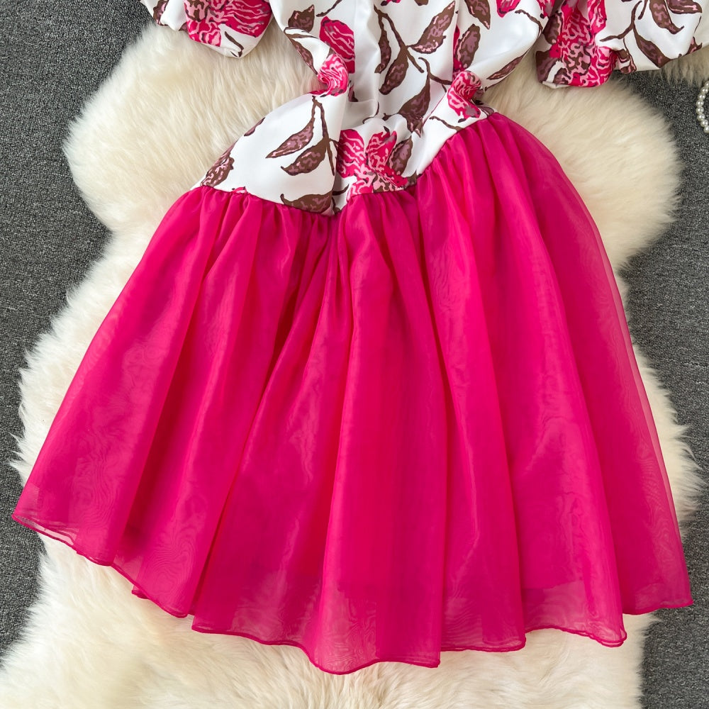 CM-DY091383 Women Elegant European Style Short Sleeve Pinched Waist Dress