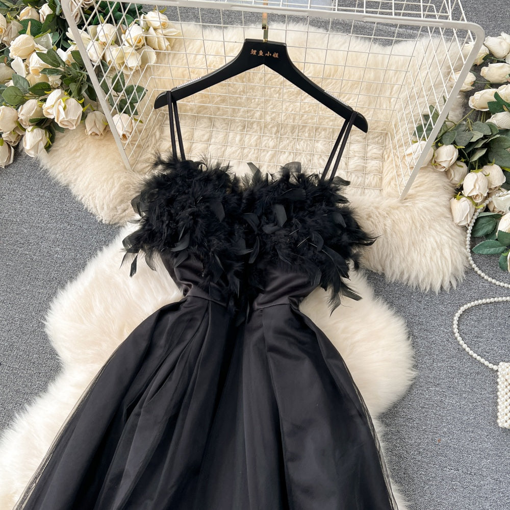 CM-DY091386 Women Elegant European Style Sleeveless Pinched Waist Long Dress - Black