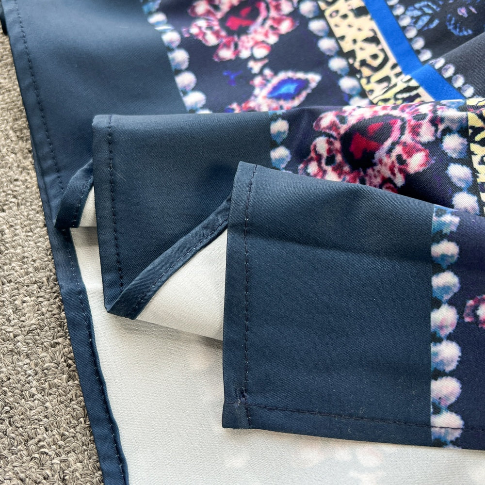 CM-DY092146 Women Elegant European Style V-Neck Lantern Sleeve Maxi Dress - Blue