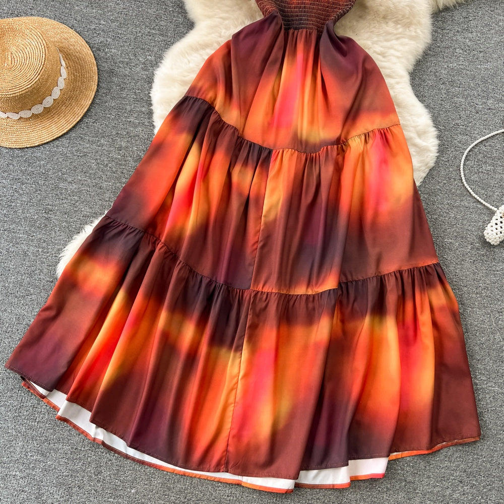 CM-DY094578 Women Trendy Bohemian Style Sleeveless Backless Maxi Dress - Orange