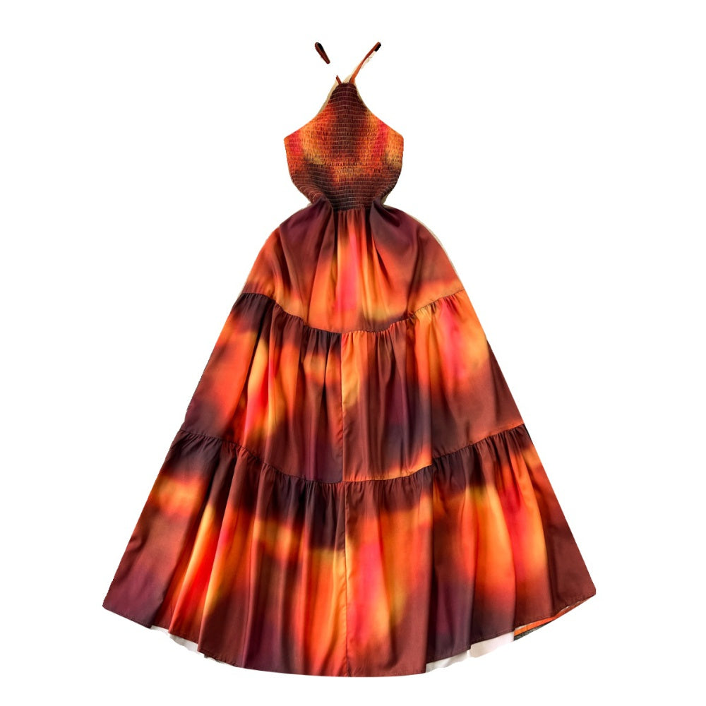 CM-DY094578 Women Trendy Bohemian Style Sleeveless Backless Maxi Dress - Orange