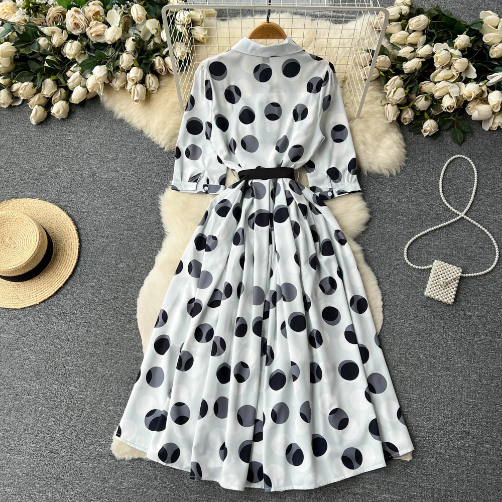 CM-DY096474 Women Elegant European Style Long Sleeve Pinched Waist Maxi Dress - White