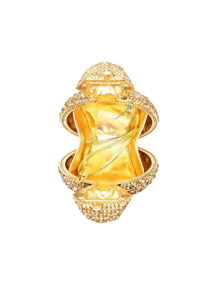 CM-BGS212028 Women Elegant Seoul Style Mini Novelty Diamond Ring Crystal Clutch - Gold