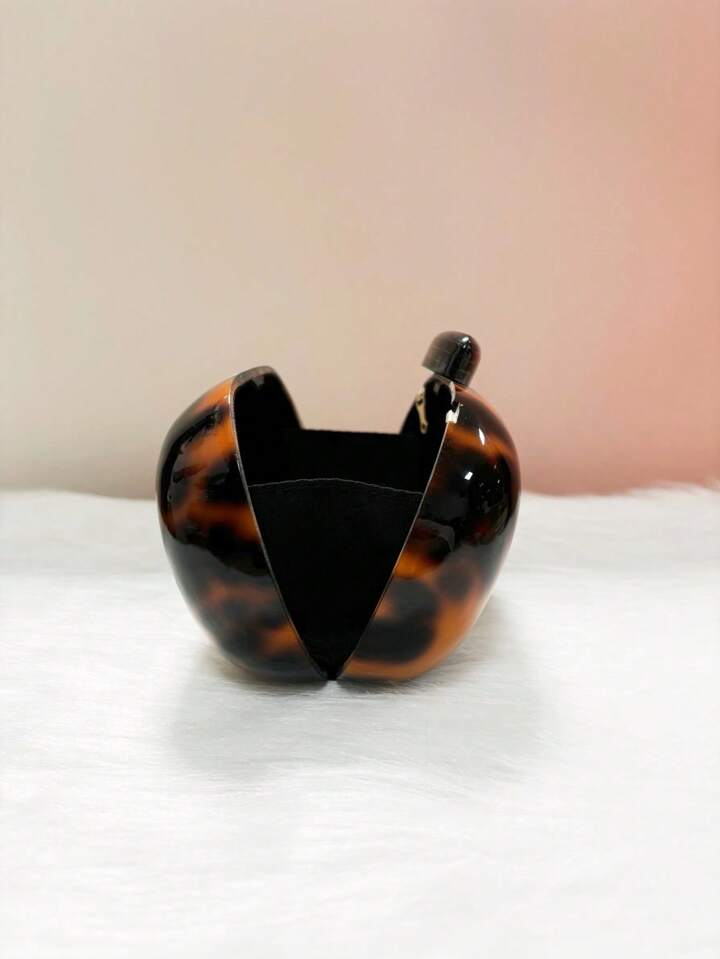 CM-BGS552314 Women Trendy Seoul Style Leopard Pattern Oval Acrylic Hard Box Small Square Bag