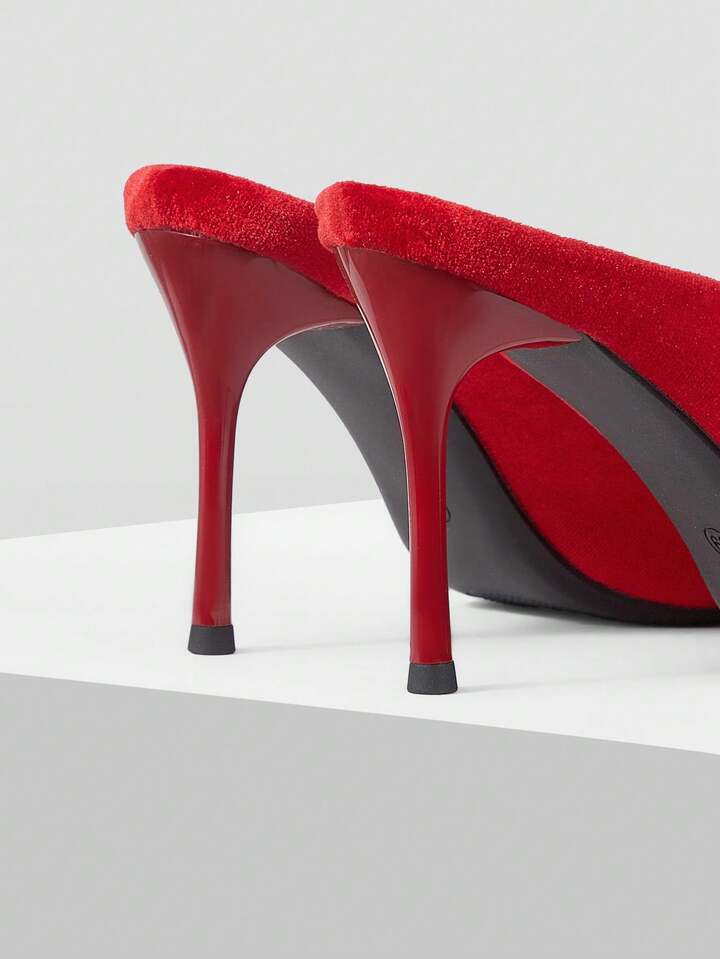 CM-SHS180250 Women Trendy Seoul Style Pointed Thin Heel High Open Toe Stiletto Sandals - Red